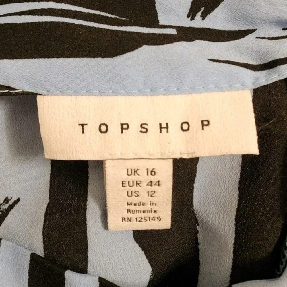 Topshop blue and black zebra print midi‎ wrap skirt size 12